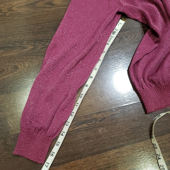 Free People Rose Sparkle Deep V-Neck Sweater Long Sleeve Linen Blend Size Large - Picture 12 of 13